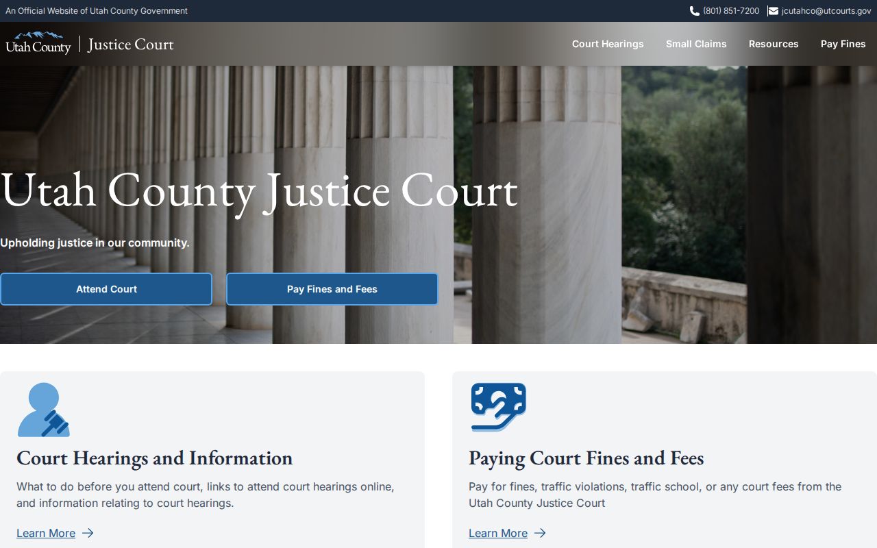 Utah County warrant records, official county Justice Court page