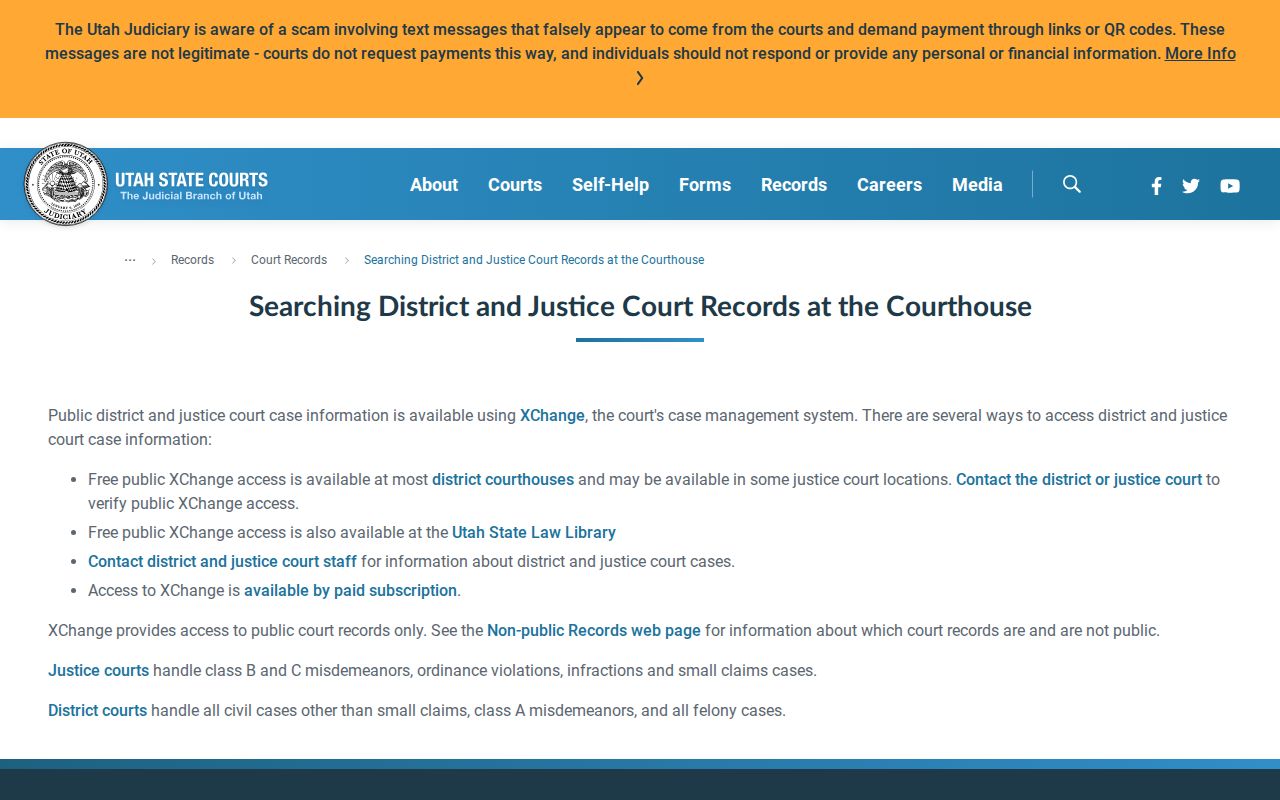 Utah County warrant records, Utah Courts XChange access explanation
