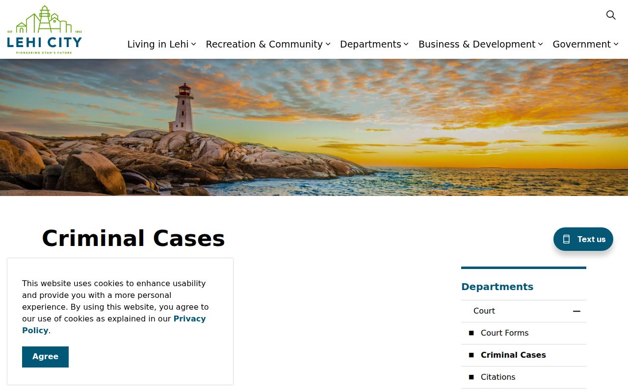Lehi warrant records, Justice Court criminal case information